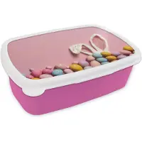 MuchoWow Broodtrommel Roze - Lunchbox Eieren - Pastelkleuren - Konijnoren - Roze - Brooddoos 18x12x6 cm - Brood lunch box - Broodtrommels voor kinderen en volwassenen