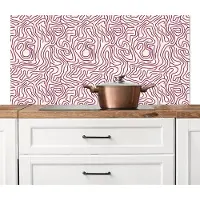 KitchenYeah Spatscherm keuken 120x60 cm - Kookplaat achterwand Kronkelende lijn - Magenta - Crème - Muurbeschermer - Spatwand fornuis - Hoogwaardig aluminium