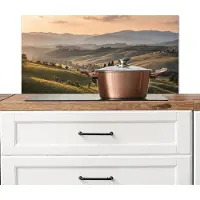 KitchenYeah Spatscherm keuken 90x45 cm - Kookplaat achterwand Toscaans - Landschap - Heuvels - Muurbeschermer - Spatwand fornuis - Hoogwaardig aluminium