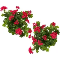 Top Art Topart Kunstbloemen boeket Oostenrijkse Geranium fuchsia roze 40 cm - 2x - Kunstplanten met bloemen