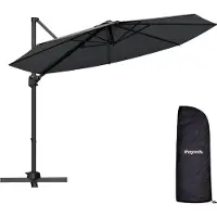 LifeGoods Zweefparasol - 6 Standen - 360° Draaibaar - Rond Ø300 cm - Inclusief Beschermhoes - Antraciet