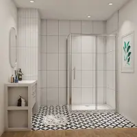AICA Douchecabine B:70xD:76xH:195cm, draaideur met zijpanelen, 6mm transparant, gemakkelijk te reinigen gehard glas, met 90cm stabilisatiestang (kan worden ingekort), glanzend verchroomd profiel.