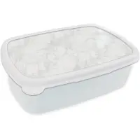 MuchoWow Broodtrommel Wit - Lunchbox Minimalistisch - Wit - Grijze aders - Brooddoos 18x12x6 cm - Brood lunch box - Broodtrommels voor kinderen en volwassenen
