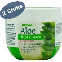 Regal Aloe Night Cream Voordeelverpakking 2 Stuks – Hydraterende Crème met Natuurlijke Aloë Vera, Palmolie en Vitamines E & F – voor Gevoelige, Normale & Droge Huid – 2 x 100ml