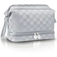 SKYCASES Make-up Tasje Dames – Beautycase – Toilettas – Waterdicht – Compact – Reistas Organizer – Toiletzak – Zilver