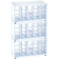 PlasticForte Sorteerbakjes spijkers/schroeven - 3x - 20 lades - 16 x 38 x 20 cm - opbergkastjes - ophangbaar - wit/transparant