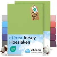 Etérea Himmlische Qualität etérea Jersey hoeslaken 2-pack 180x200-200x200 cm (hoek 25 cm) 100% katoen - Jadegroen