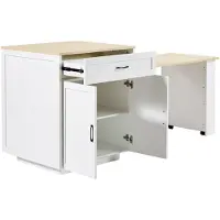Merax Uitschuifbaar Keukeneiland met Opbergruimte - Bartafel en Keukentrolley op Wielen - Wit - 133-202 x 70 x 93,5 cm