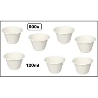TakeAware 500x Luxe BIO Sauscup 120ml wit - XXL - suikerriet - Composteerbaar saus mayonaise ketchup mosterd bakje eten food