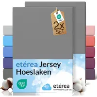 Etérea Himmlische Qualität etérea Jersey hoeslaken 2-pack 200x220 cm (hoek 25 cm) 100% katoen - Grijs