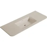 Mueller Roundy wastafel met afgeronde hoeken en zonder kraangat 120x48cm solid surface beige