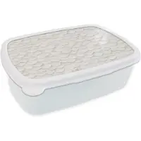 MuchoWow Broodtrommel Wit - Lunchbox Schubben - Wit - Elegant - Brooddoos 18x12x6 cm - Brood lunch box - Broodtrommels voor kinderen en volwassenen