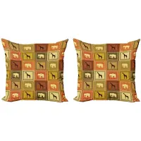 Abakuhaus Safari Kussenhoes – 2x45x45 cm – Dubbeldruk Mikrofaser – Bruin/Zwart