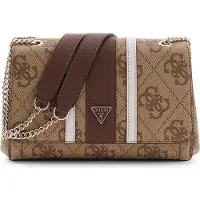 GUESS Noelle II Cnvrtble Xbody Flap latte logo/brown schoudertas dames