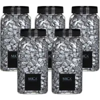 Mica Decorations decoratie steentjes - 5x - zilver - 650ml - hobby steentjes - sier stenen