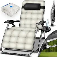 Tillvex Ligstoel Opvouwbaar tot 200kg | Zonnebed Tuinligstoel Weerbestendig Balkon, Tuin & Terras | Outdoor Ligstoel Verstelbaar met Dik Kussen | Relaxligstoel Nekrolkussen