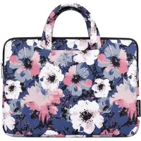 Canvas Artisan Laptophoes 13 Inch HV – Laptop Sleeve met Handvat – Indigo Flower