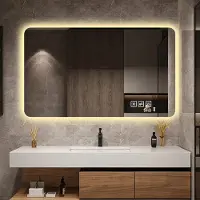 MODFU - LED Badkamerspiegel - Dimbaar En Ontwasemingsfunctie - Wandmontage - Glas En Metaal - Zilver - 60 X 100 Cm