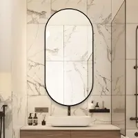 MODFU - Wandspiegel - Boogvormig - Modern - Badkamer - Glas En Metaal - 60 X 120 Cm