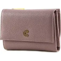 Coccinelle Leren Portemonnee Myrine Wallet Grained Leather Anemone Oud roze