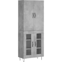 vidaXL Hoge kast 69,5x34x180 cm bewerkt hout betongrijs