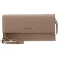 Coccinelle Leren Portemonnee Schoudertas Metallic Soft Mini Bag Wallet Grained Leather Toasted Beige