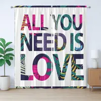 Abakuhaus Rustiek gordijn met meisjesslogan, All You Need Tropical, met lussen en haken voor de woonkamer, 280 x 175 cm, meerkleurig