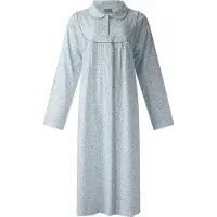 Lunatex - klassiek dames nachthemd 224197 - 100% katoen - blauw - maat M