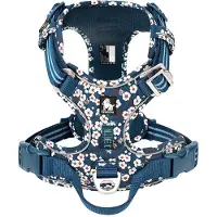 TrueLove - Hondentuigje - Hondenharnas - Blauw/Wit Bloemenpatroon - Reflecterend - Anti-Trek - Middelmatige Honden - Collectie 2025 - Blauw - L
