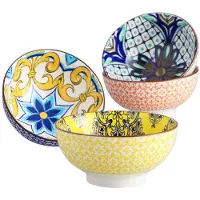 Vancasso Servies - Schaaltjes - Kommen - Ontbijtkommen - Soepkommen - Set van 4 - 650ml - Porselein - Bohemian