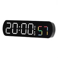 Happiq Digitale wandklok - Voor woonkamer of kantoor - Temperatuur- en vochtigheidsweergave, nachtmodus & snooze - Elektronisch LED, 12/24 uur - Wit