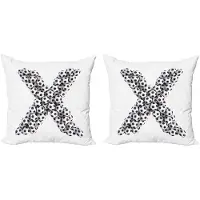 Abakuhaus Letter X Kussenhoes – Voetbal-alfabet – 2x45x45 cm – Zwart/Wit