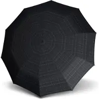 Knirps Paraplu Knirps Geruit Zwart Grijs met houten handvat - T771 - Dsn 111 cm - Lengte 90 cm - Knirps