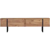 Skye Decor , TV-standaard van hoge kwaliteit, 180 x 50 x 30 cm, Atlantische dennenhout en zwart | 100% melaminecoating op spaanplaat, 18 mm dik | Stijlvol, industrieel design voor uw huis.