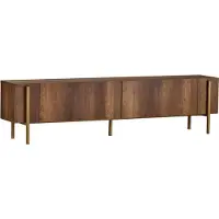 Skye Decor , TV-standaard van hoge kwaliteit, barokstijl, walnoot met gouden accenten, 180 x 30 x 45 cm | 100% melaminecoating op spaanplaat, 18 mm dik | Metalen poten, modern design voor uw huis.