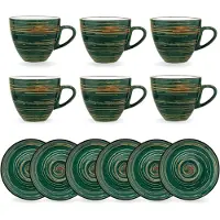 Wilmax England ColorBoom Kaffee-Tassen Set, Spiral Grün, 75 ml, 6-teilig WL-669533/AB6