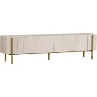 Skye Decor , hoogwaardige TV-standaard, travertin en goud, 180 x 30 x 45 cm | 100% melaminecoating op spaanplaat, 18 mm dik | Metalen poten, modern design voor stijlvolle woonruimtes.