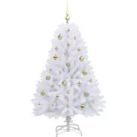 vidaXL Kunstmatige Hinged Kerstboom Wit 150 cm PVC en Staal