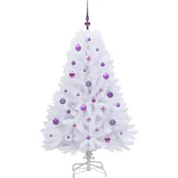 vidaXL Kunstmatige Hinged Kerstboom Wit 150 cm PVC en Staal