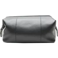 Esquire Leren Utensil zak Spa Cosmetic Bag Black Zwart