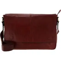 Saddler schoudertas laptoptas met laptopvak Enzo Shoulder Bag Midbrown bruine