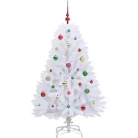 vidaXL Kunstmatige Hinged Kerstboom Wit 150 cm PVC en Staal