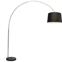 QAZQA Booglamp staal stoffen kap zwart 45 cm - XXL