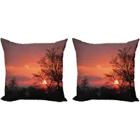 Abakuhaus Decoratiekussenhoes 2x45x45 cm – Zonsondergang Kwando – Digitaaldruk koraal/oranje