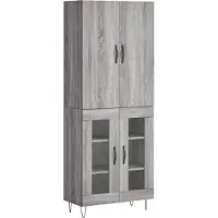 vidaXL Hoge kast 69,5x34x180 cm bewerkt hout grijs sonoma eikenkleurig