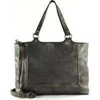 Campomaggi Leren Schoudertas Hasni Shopping Bag Antracite Antraciet