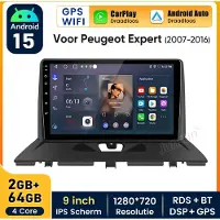 Hexinex Quad-Core autoradio Geschikt voor Peugeot Expert (2007-2016) - Draadloos CarPlay, Android Auto, multimediaspeler, 2GB+64GB