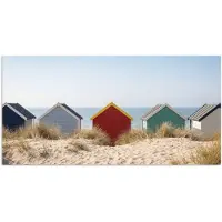 PosterMonkey Poster 120x60 cm - Strand - Huisjes - Kleurrijk - Duinen - Posters - Kamer decoratie - Wanddecoratie woonkamer - Muurdecoratie slaapkamer