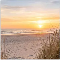 PosterMonkey Poster 50x50 cm - Zonsondergang - Duinen - Zee - Posters - Kamer decoratie - Wanddecoratie woonkamer - Muurdecoratie slaapkamer