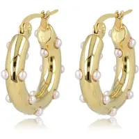 My Bendel - Oorring Goudkleurig met Roze Parels - Roze Parel Goudkleurige Oorring Elegantie - met Luxe Cadeauverpakking | Sieraden Voor Dames